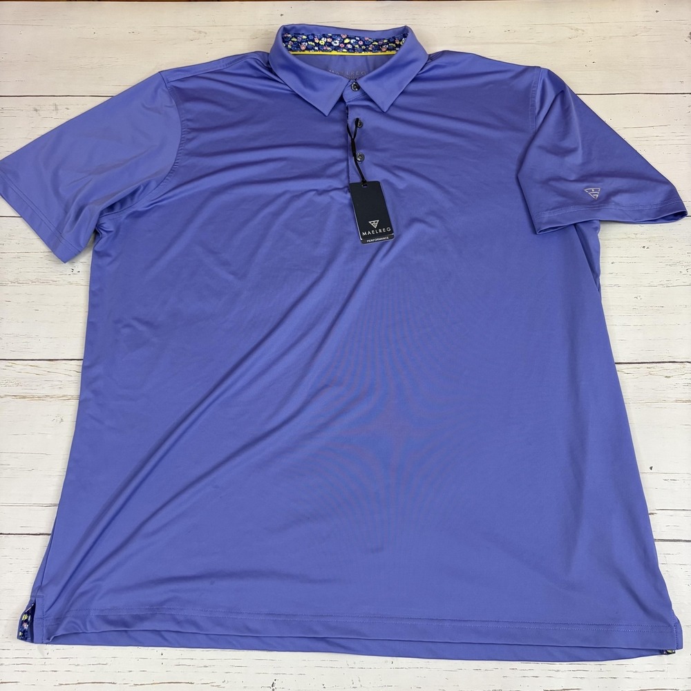 Maelreg Performance Polo Shirt Mens 3XL Purple Golf Wicking Stretch UPF 30+
